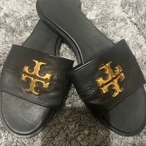 Tory Burch Black and Gold Sandals